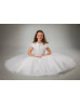 Cap Sleeves Ivory Lace Tulle Tea Length Flower Girl Dress